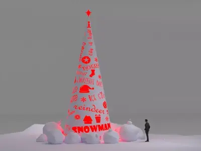 Christmas Words Tree 3D model