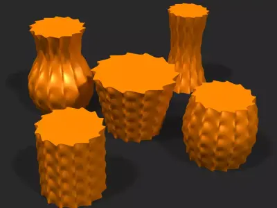 Cups and vases - spiky surface 3D print model