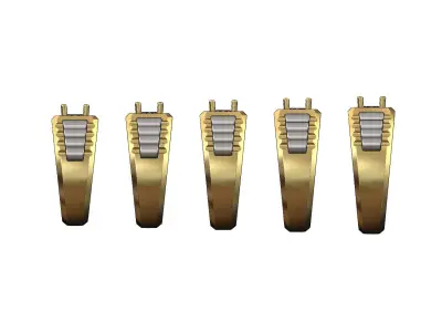 Diamond solitaire presidential link inserts ring US sizes 7to11 3D print model