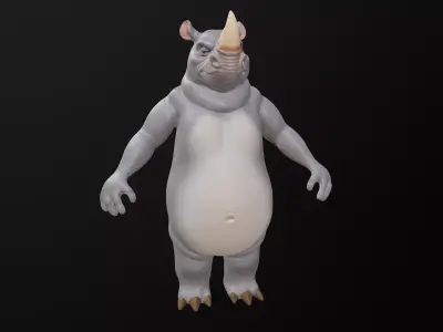 Rhino Cartoon Low-poly 3D model
