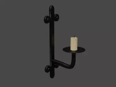 Game ready simple low poly wall candle stick holder Low-poly 3D model