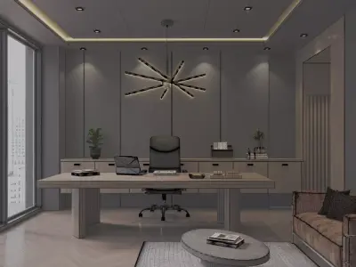 Modern executive Home Office Interior 3D model
