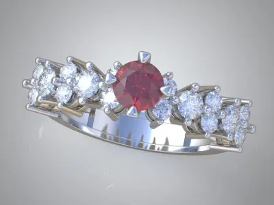 Diamond ring 0445 3D printable model  Free 3D print model