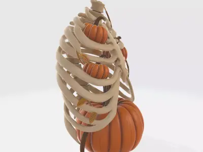 Halloween Rib Cage with Pumpkins 3D print model