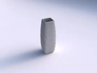 Vase rectangle with bent extruded lines 3D print model
