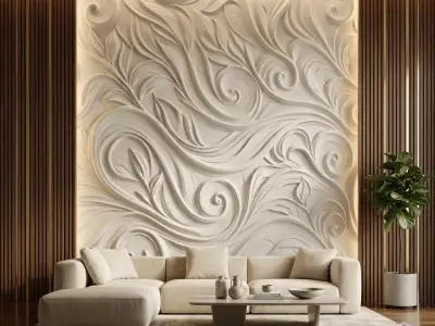 modern panel wall decor set relief stl mural CNC 170 3D model