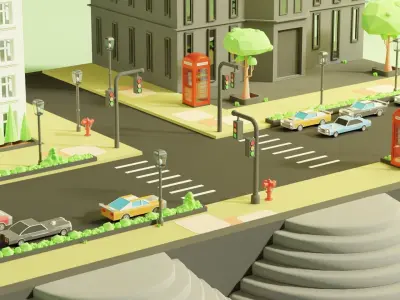 Europe City Isometric Illustration 3D model