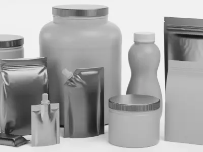 10 Sport Nutrition Containers - Product Packaging Collection Low-poly 3D model