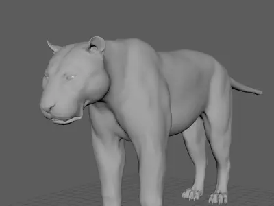 Tiger with bones and UVs 3D model
