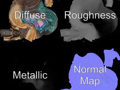 Iridescent Seashell model pack Low-poly 3D model