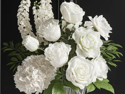 Flower Set 023 White bouquet 3D model