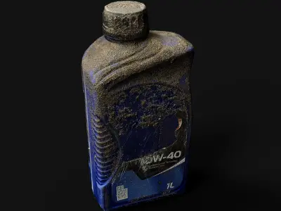 dirty car oil bottle PBR photogrammetry Low-poly 3D model