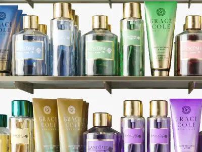 A rack with cosmetics in a beauty salon or supermarket 3D model