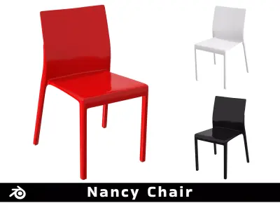 Nancy Chair - Colors Red - White - Black Low-poly 3D model
