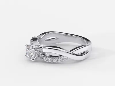 ZDR0216 diamond engagement ring gold 3D print model