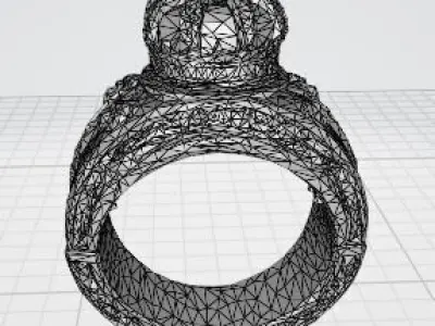 Royal Sovereign Gold Ring with Crown Exquisite Luxury Design 3D print model