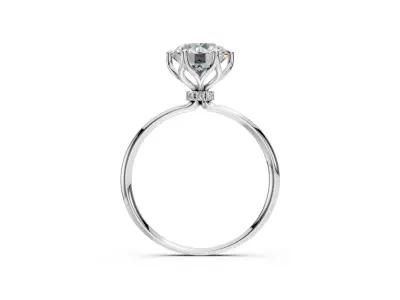 Solitaire Ring with Flower Crown 3D print model
