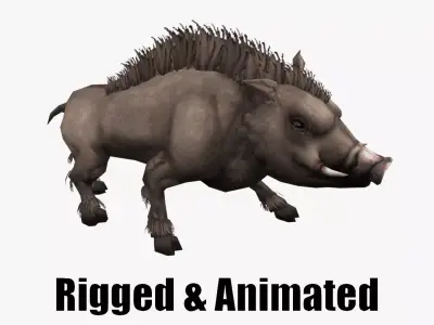 animated boar Low-poly 3D model