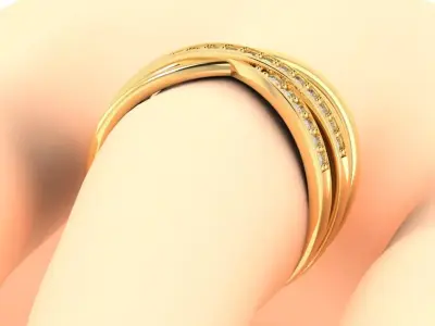 CROSSOVER DIAMOND RING 3D print model