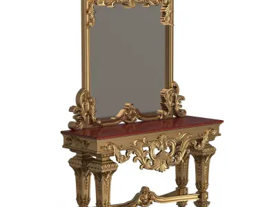Classic Console Table with Mirror 01 Low-poly 3D model