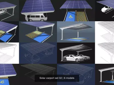 Solar carport set 02 3D Model Pack