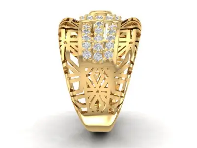 Luxury Carved Wide Diamond Band Ring for Men 3104 3D print model