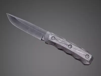 Black Titanium Tatical Knife AAA Game Ready Asset Low-poly 3D model