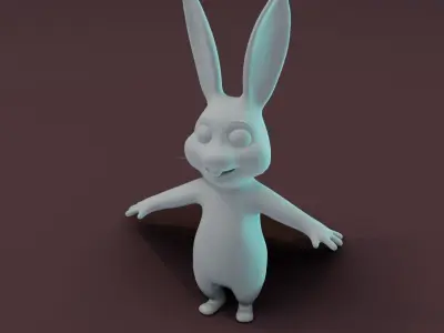 Cartoon Rabbit Rigged Base Mesh 3D Model Low-poly 3D model