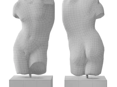 Tattoo classic man torso Low-poly 3D model