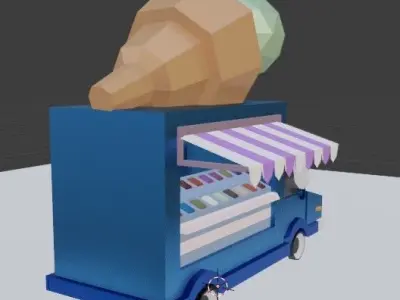 Ice Cream Car Low-poly 3D model