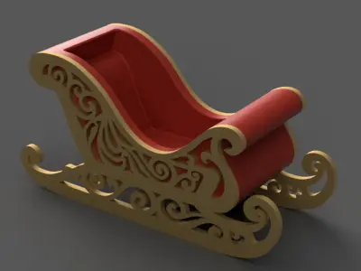 Santa Sleigh Christmas Decorations  candy dish - candle holder 2 3D print model