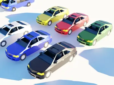 lowpoly vehicle pack with interior Low-poly 3D model