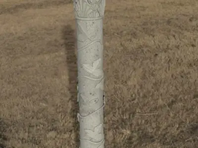 Column with non-classic corinthian order with floral motifs 3D model