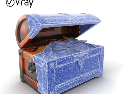 Antique Treasure Chest Filled with Gold model pack Low-poly 3D model