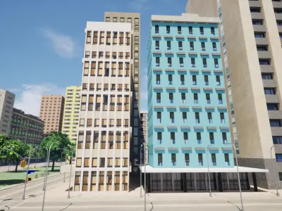 City Downtown Skyscraper Street - Unreal - Lot 03 Low-poly 3D model
