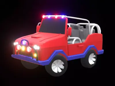 Low Poly Jeep 3D Model for Off-Road Games Adventure Scenes Low-poly 3D model