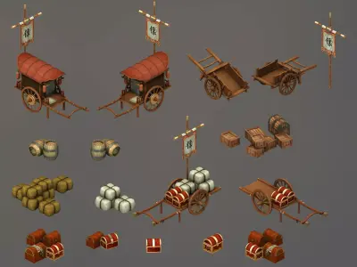 Game Carriage wooden barrel jewelry box 3D model