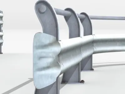 3 Guardrails four metal railings 3D model