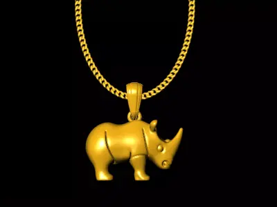 Rhinoceros pendant charms - one inch pendant  3D print model