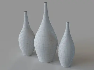 Rajata Vases Set Of 3 Silver 3D model