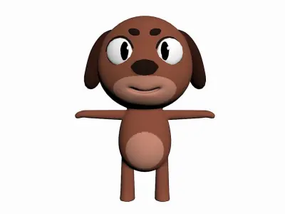 Cartoon Dog Character Low-poly 3D model