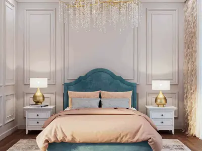 Classic Luxury Upholstered Bed 3D model