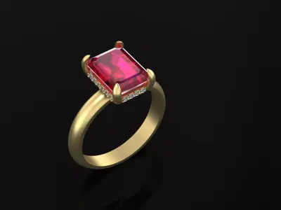 Ring Emerald 3D print model 3D print model