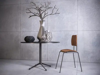 Contemporary Table Set with Props 01 Low-poly 3D model