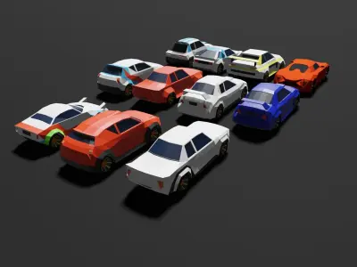 Low Poly 3D Car Models ready to race Low-poly 3D model