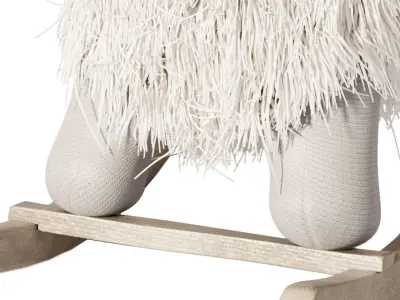 Rocking wool plush Lamb chair toy Rocker for Kids Room 3D model