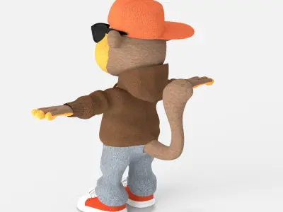 Stylish Cartoon Monkey 3D Model Low-poly 3D model
