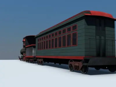 Low Poly Steam Engine Train Low-poly 3D model