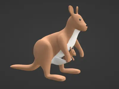 Kangaroo Toy Brown Stuffed 3D model