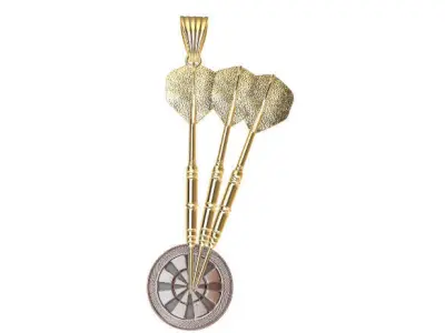 Set of Dart with Dart Board Pendant Necklace Charm Jewelry 3D print model